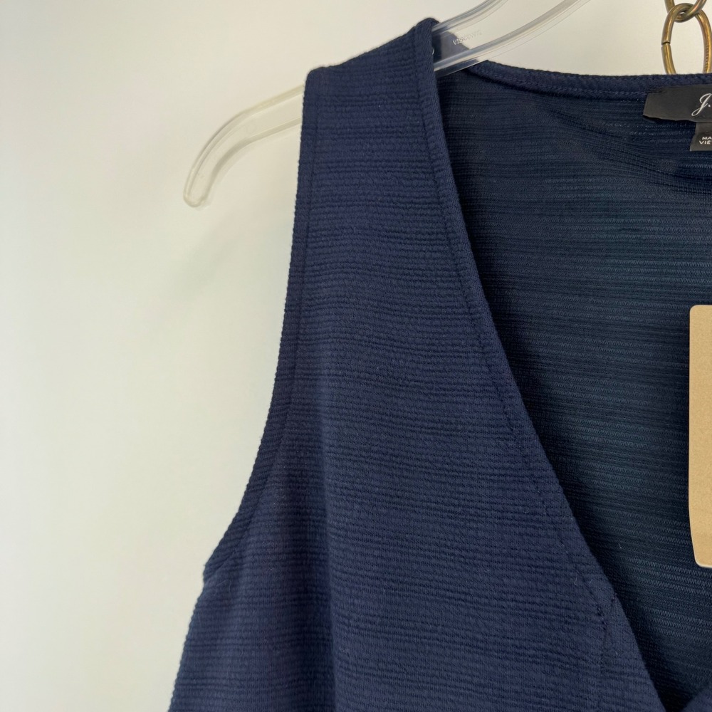J.Crew Tank Top Women's Small Navy Button Front Tie Waist L8137 NWT - Picture 8 of 16
